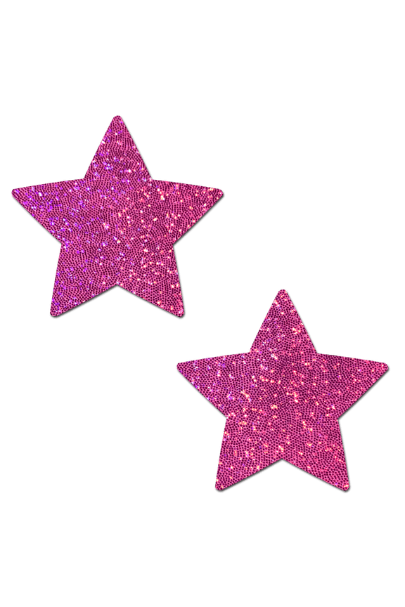 Glitter Hot Pink Star Nipple Pasties by Pastease