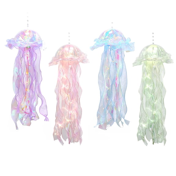 Glitter Iridescent Jellyfish Hanging Decor Jellyfish Kit for The Sea Little Mermaid Party Decoration Centerpiece Hanging Jelly Fish Decor Ocean Birthday Wedding Bridal Baby Shower Party Supplies Y101