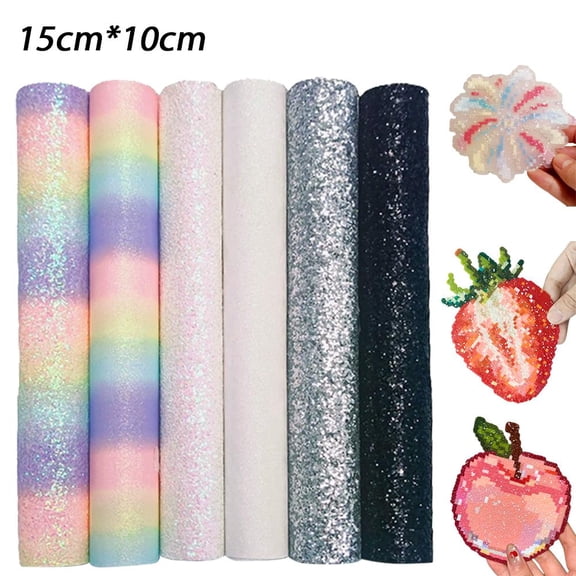 Glitter Ironing Paper for Perler Beads, 6 Pack Holographic Fuse Bead Cloth, Sparkly Melty Bead Glitter Paper for DIY Craft, Heat Resistant Ironing Sheet for Fuse Beads Projects