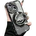 thumbnail image 1 of Glitter Kickstand Case for iPhone 15 Plus, Luxury Bling Sparkly Diamond Rhinestone with Camera Protector Liquid Flowing Ring Stand TPU Bumper Women Girls Case for iPhone 15 Plus 6.7" (Pink), 1 of 4
