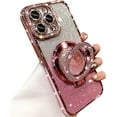 thumbnail image 1 of Glitter Kickstand Case for iPhone 15 Pro Max,Luxury Bling Sparkly Diamond Rhinestone with Camera Protector Liquid Flowing Ring Stand TPU Bumper Women Girls Case for iPhone 15 Pro Max (Silver), 1 of 4