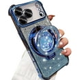 thumbnail image 1 of Glitter Kickstand Case for iPhone 17 Pro Max,Cute Luxury Bling Sparkly with Camera Protector Liquid Flowing Ring Stand TPU Bumper Shockproof Women Girls Case for iPhone 17 Pro Max 6.9",Blue, 1 of 14