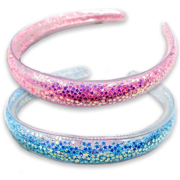 2 PCS Glitter Kids Headbands for Ages Sparkly Head Bands for Girls Hair, Glitter Headband for Girls, Little Girl Hair Accessories (2 pcs)