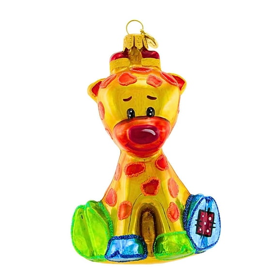 Glitter Lab 4.00In Plush Toy Giraffe Ornament, Glass, Hand Painted Tall 4728Ik