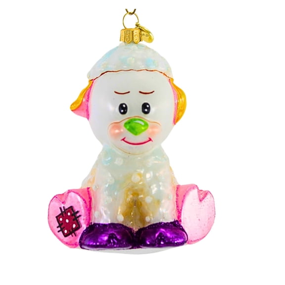 Glitter Lab 4.00In Plush Toy Sheep Ornament, Glass, Hand Painted 4726K