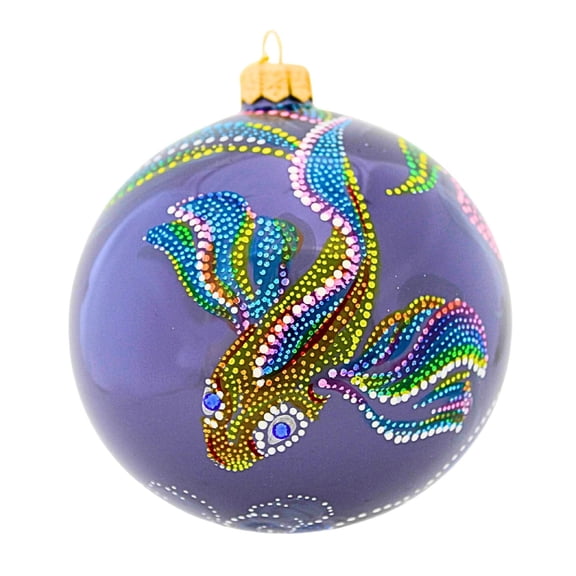 Glitter Lab 5.00In Mandala Fish Ball, Glass, Christmas European Ocean 4460Rm