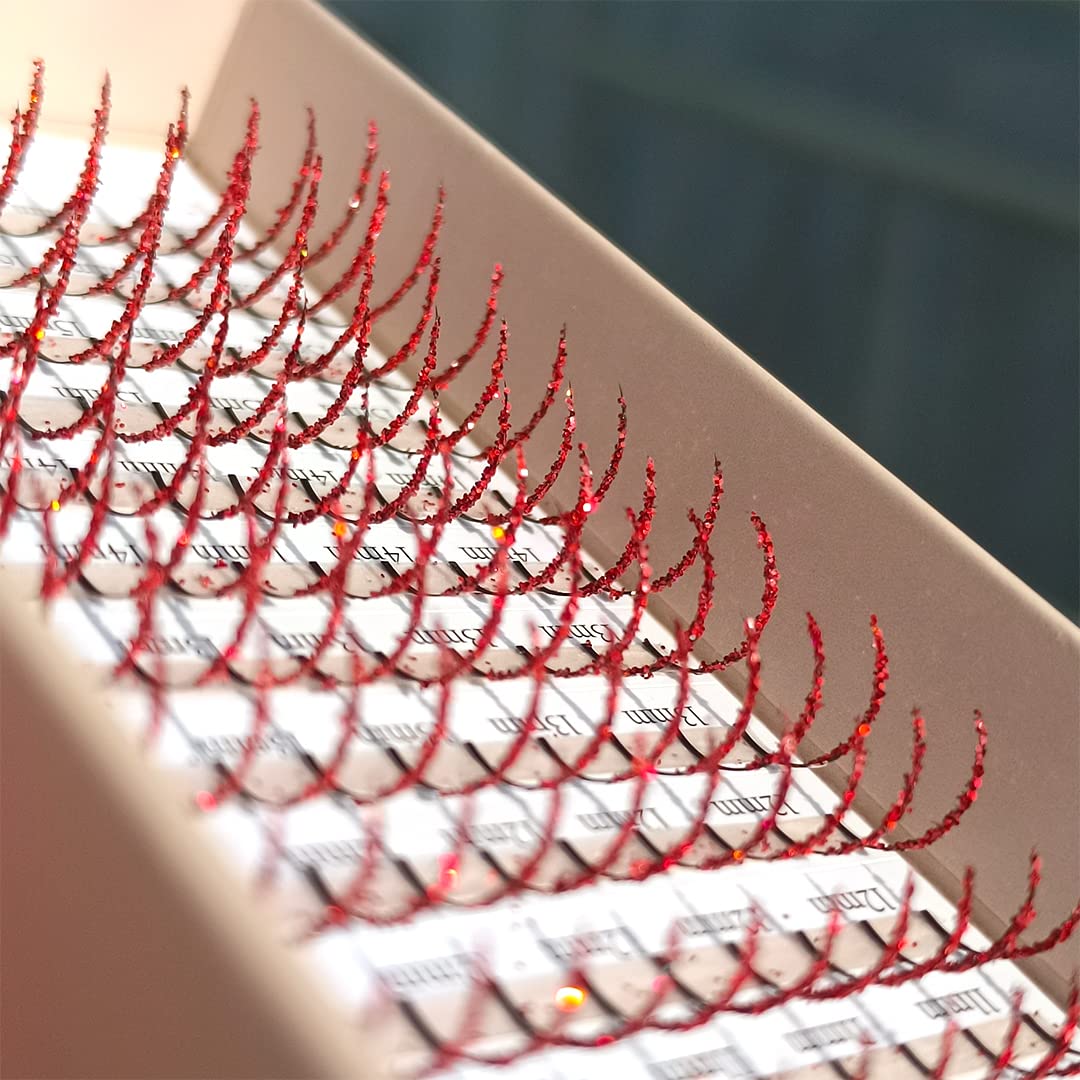 Glitter Lash Extensions Single Red Colored Eyelash Extension