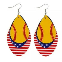 Glitter Layers Leather Baseball Earrings for Women Suede Football Sports Jewelry