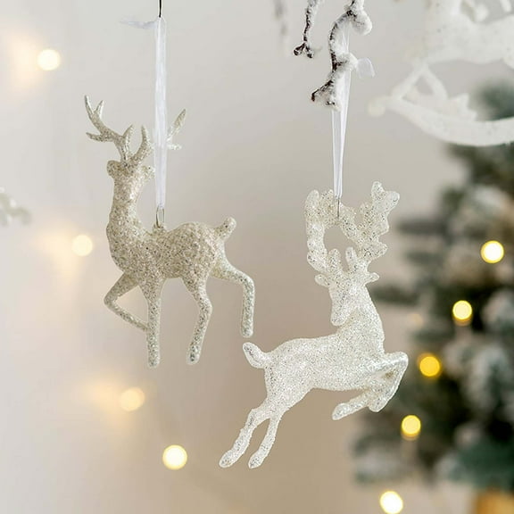 Glitter Leaping Deer Hanging Christmas Ornament