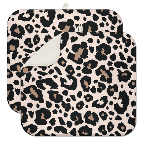 Glitter Leopard Dish Drying Mat – Sparkling Animal Print Pattern, Glamorous Kitchen Accessory with Cheetah Style