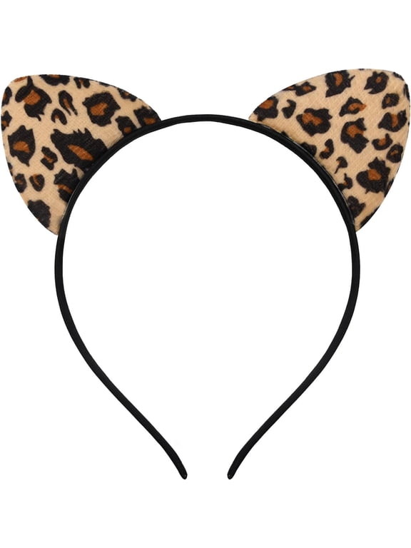 Glitter Leopard Ears Headband for Women, Halloween Leopard Costume Hair Accessories for Adult