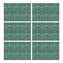 Glitter Leopard Print Dining Table Placemats Set of 6, Heat Resistant Flax Linen Wrinkle Free Table Mats with Unique Fashion Pattern for Animal Decor Lovers