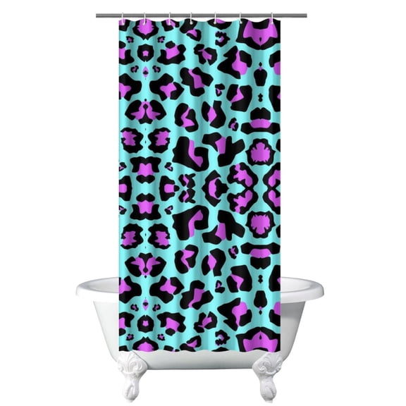 Glitter Leopard Shower Curtain Sparkle Cheetah Print Pattern Animal Spots Abstract Design Fashion Aesthetic Modern Cute Cartoon Bathroom Decor Waterproof Fabric