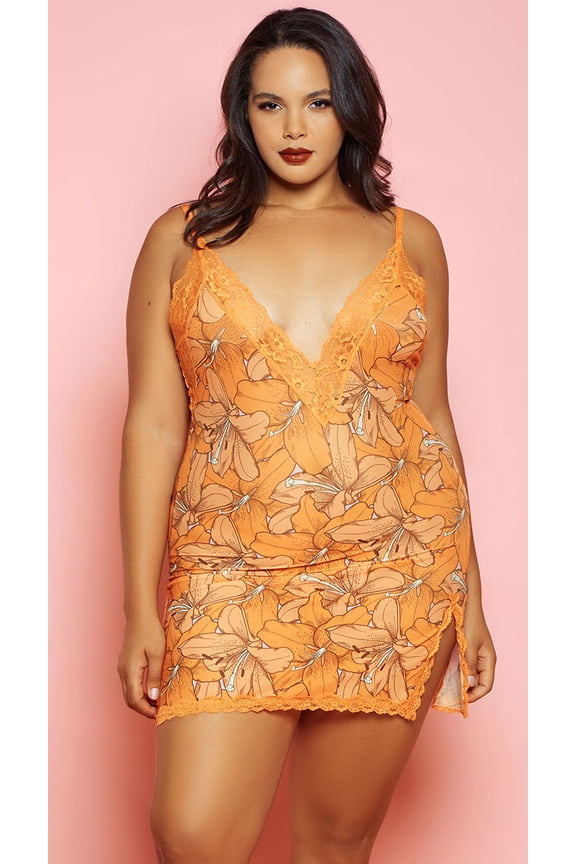 Lingerie Womens Plus Size 2 PC Chemise and Panty Set