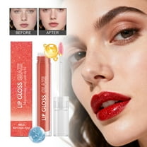Glitter Lip Gloss Liquid Lipstick, Diamond Shimmer Metallic Sparkly Gloss, Long Lasting High Shine Shimmer Liquid Lipstick, Waterproof Highly Pigment Holographic Shiny Lip Makeup (Red)