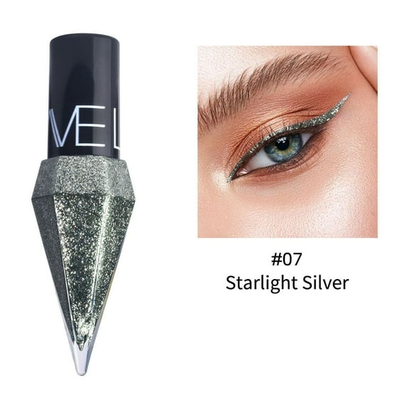 Glitter Liquid Eyeliner, Diamond Eyeliner Liquid, Shimmer Waterproof Smudge Proof Eyeliner, Long Lasting Flare Eye Liner Liquid for Glow Sparkle Eye Makeup (#07)