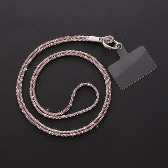 Glitter Luxury Phone Accessories Bright Bling Bling Rhinestone Phone Lanyard Phone Case Chain Straps Hanging Cord Phone Anti-lost Rope PINK