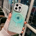 thumbnail image 1 of Glitter Magnetic Back Cover Case for Apple iPhone 16 Pro Max for Girls Women, Compatible with Magsafe Slim Fit Stylish Clear Anti-Scratch Shockproof Bumper Rugged Case for iPhone 16 Pro Max,Green, 1 of 7