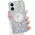 thumbnail image 1 of Glitter Magnetic Case for iPhone 16 Plus, [Compatible with MagSafe] Shockproof Sparkle Bling Clear TPU Bumper Drop Protection Phone Case for Girls Women Cover for iPhone 16 Plus, Colorful, 1 of 9