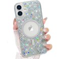thumbnail image 1 of Glitter Magnetic Case for iPhone 16 Plus, [Compatible with MagSafe] Shockproof Sparkle Bling Clear TPU Bumper Drop Protection Phone Case for Girls Women Cover for iPhone 16 Plus 6.7, Silver, 1 of 9