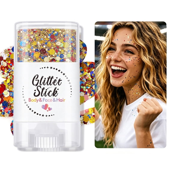Glitter Makeup Stick For Face And Body Shimmer Gel Glow Stick High Shine Face Highlight Body Sparkle Long Wear Makeup For Stage Concert Football Soccer Party Festival Portable Tool