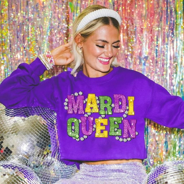 queen of sparkles mardi gras sweatshirt