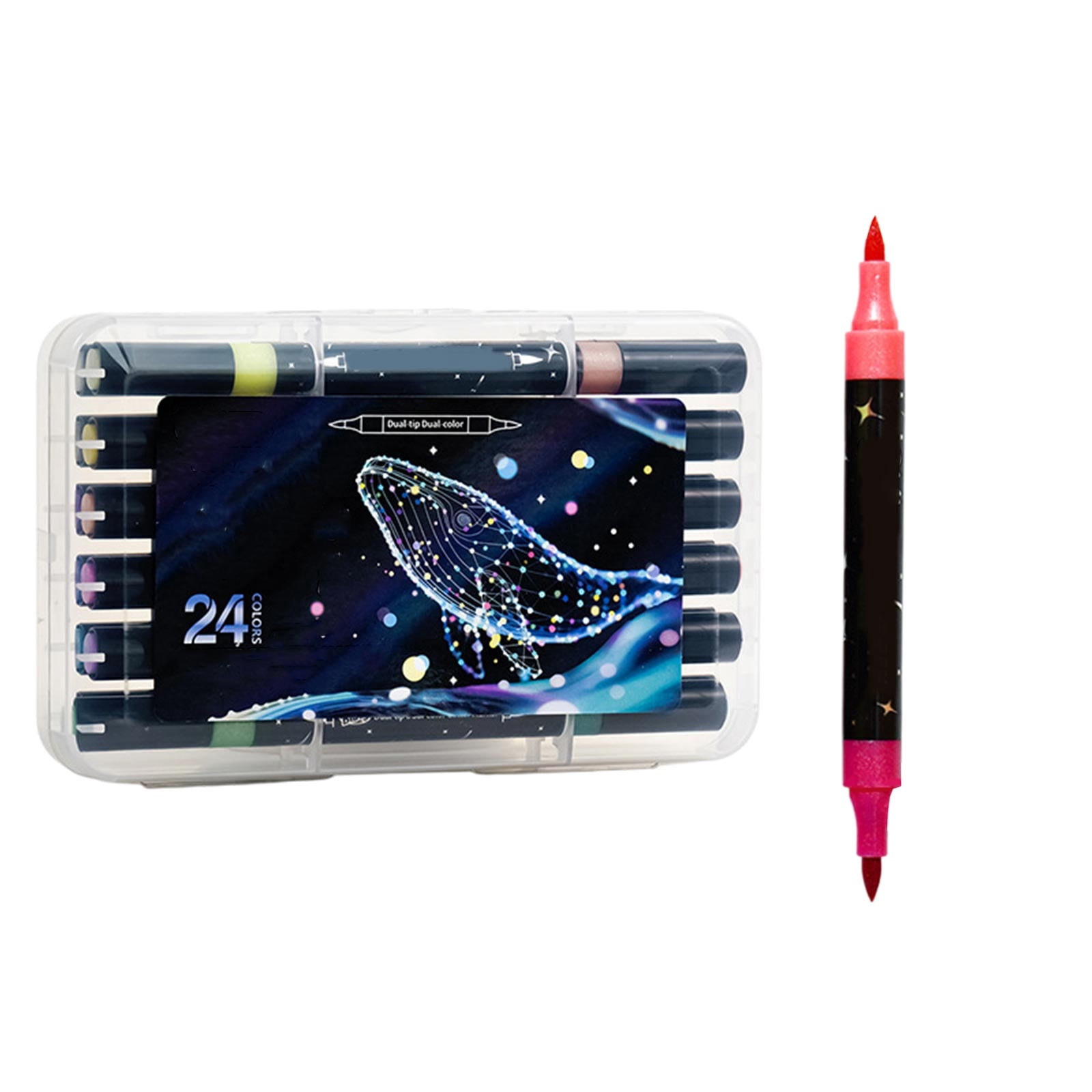 Glitter Markers Pen, 24 Colors Glitter Paint Pen Dual Tip Acrylic Paint Pens, Fine Tip Dual Brush Gel Marker for Coloring, DIY Crafts Making Sparkle Pens, Set of 12