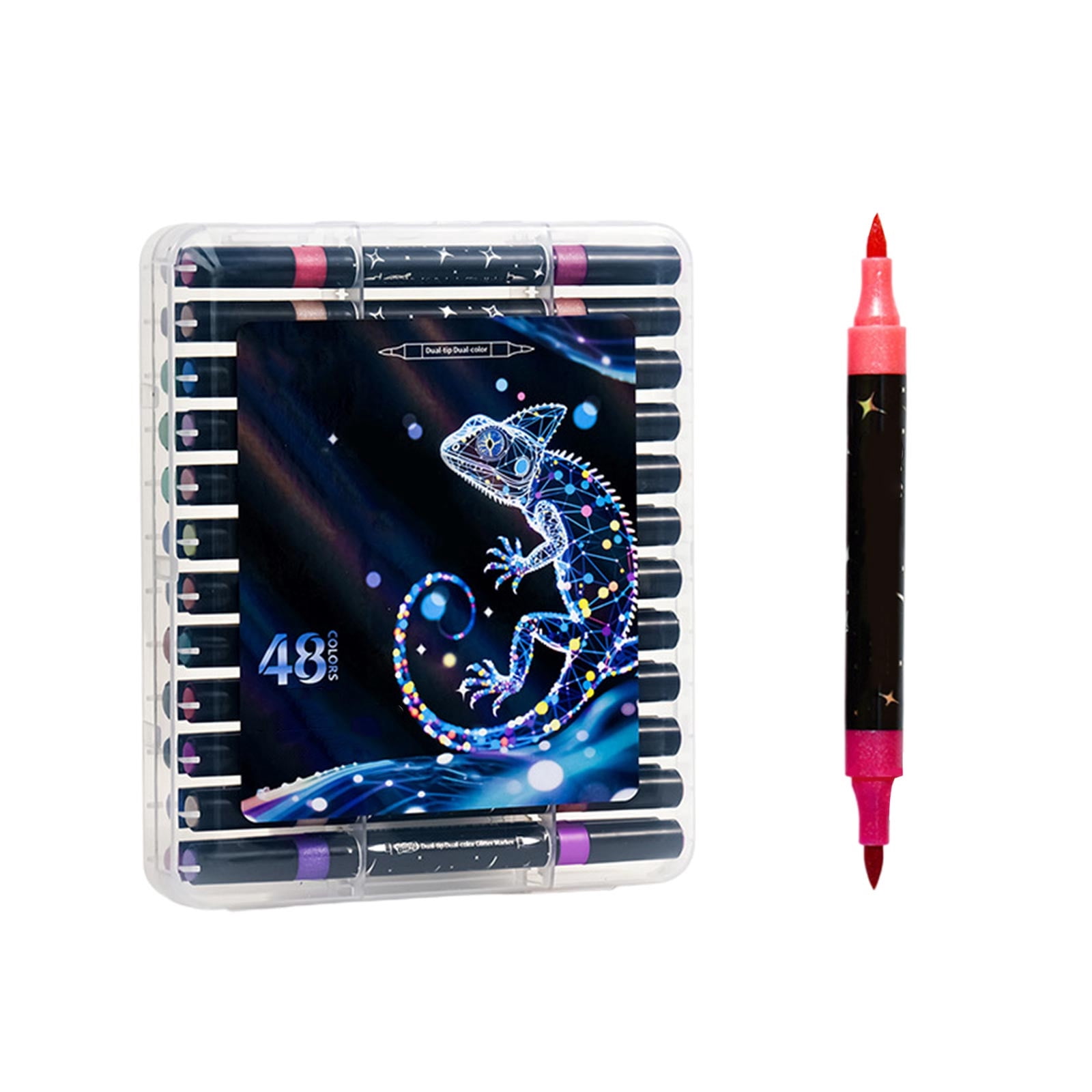 Glitter Markers Pen, 48 Colors Glitter Paint Pen Dual Tip Acrylic Paint Pens, Fine Tip Dual Brush Gel Marker for Coloring, DIY Crafts Making Sparkle Pens, Set of 24
