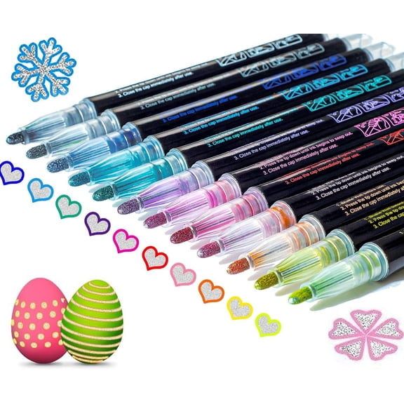 Glitter Markers Self Outline Pens Metallic Shimmer ,Art Supplies Kids 6 7 10 9-12 Cute Arts Crafts Kids Ages 8-12 Year Old Crafts Girls 8-12
