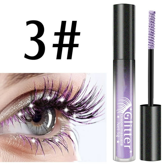Glitter Mascara, Long Lasting Mascara, Thickening and Lengthening Eyelashes for Parties and Weddings, Gentle Non-Allergic formula with 4D Volume and Curl Effect