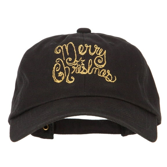 Glitter Merry Christmas Embroidered Unstructured Washed Cap - Black OSFM
