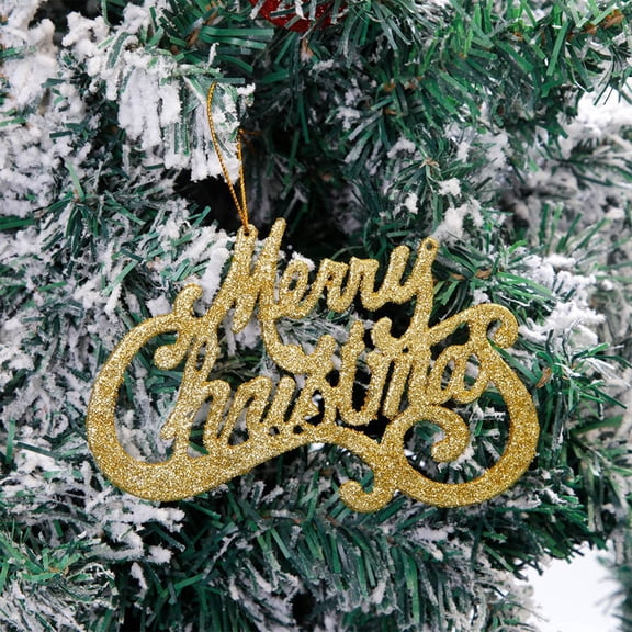 Glitter Merry Christmas Letter Hanging Ornament, Festive Script Style Sign with Hanging Loop, Seasonal Decor for Christmas Tree Wreath Door and Table Displays