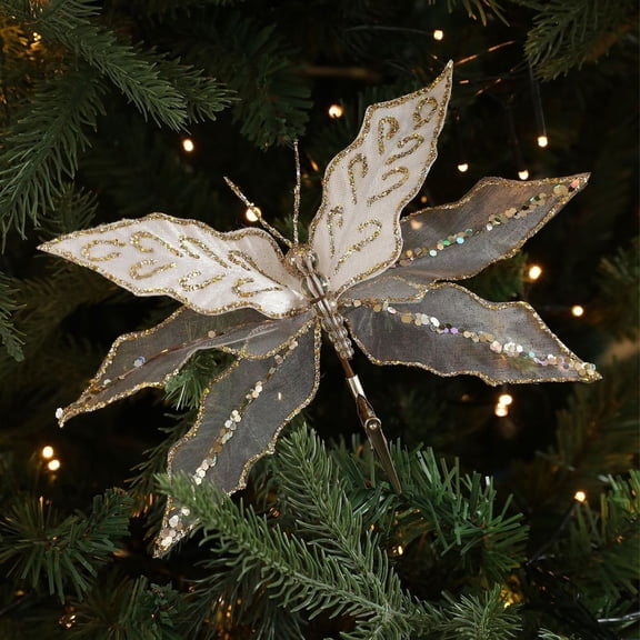 Glitter Mesh Dragonfly Christmas Clip, Christmas Dragonfly Clip-On Decor, 7.5-Inch Glittered Insect Ornament for Tree, Gift Decor, Wedding Centerpieces