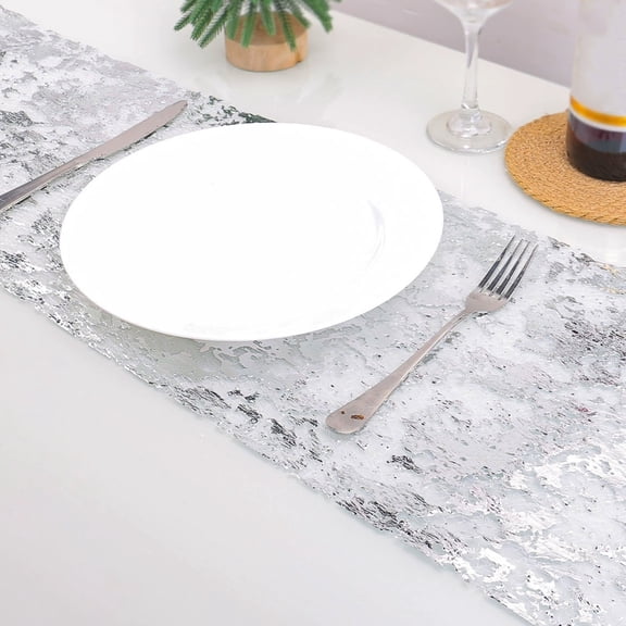 Glitter Metal Mesh Table Runner Roll,196.8 Inch Gold Or Silver Decorative Table Runner For Weddings Birthday Christmas Parties,Cuttable Mesh Adds Sparkle & Elegant Touch To Dinner Table Decor-Silver