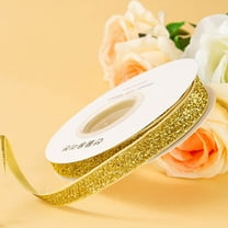 Glitter Metallic Fabric Gold Ribbon DIY Christmas Tree Bow Decoration Crafts, Sewing, Gift Package Wrapping for Christmas, Birthday Gift Wrapping