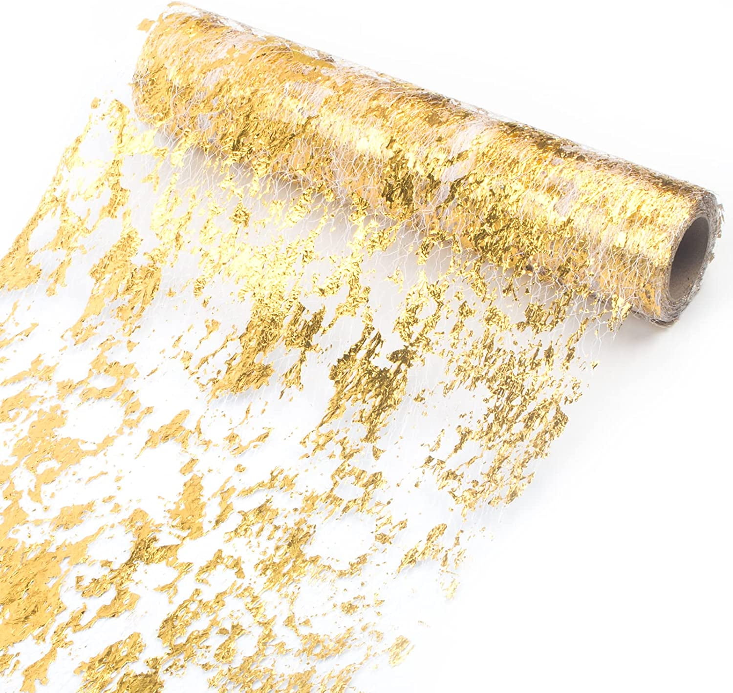 Gold Foil Mesh Table Runner 11" x 32' Polyester