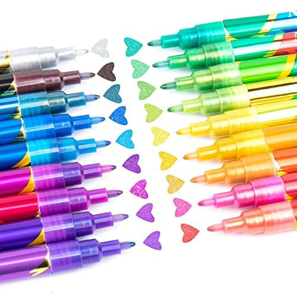 TEVILIK Glitter Markers Pen, 12 Acrylic Glitter Markers Paint Pens -  Shimmer Marker, Fine Point Water-Based Pen For DIY Crafts, Birthday Cards,  Album