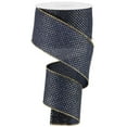 thumbnail image 1 of Glitter Micro Dot On Royal Wired Ribbon- Navy Blue Light Gold - 2.5 Inches x 100 Feet, 1 of 1