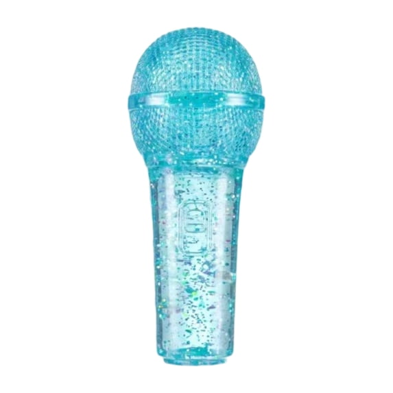 Glitter Microphone Shaped Squishy Toy with Sparkly Design, Sky Blue, for Kids and Teens, Sensory Squeeze Toy