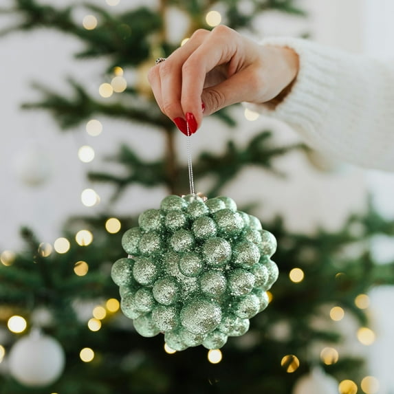 Glitter Mint Green Christmas Ornament, Foam Hanging Decoration, 8x8cm Reusable Tree Decor for Holiday Home,Vsgery