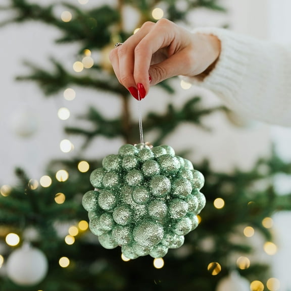 Glitter Mint Green Christmas Ornament Hanging Decoration Reusable Xmas Tree Decor For Holiday Party Home Wedding Celebration