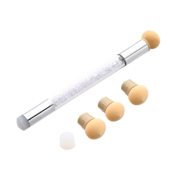 Glitter Nail Art Pen Set - Picking Dotting Gradient Brush with 6 Sponge Heads, Aluminum & Plastic, Double-Ended, Nail Blooming Stippling, Printing, Manicure Kit, Nail Decoration Makeup Organizers