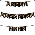 Glitter New Year Banner 2025, Black BSL1 Golden Happy New Year Banner 2025 Happy New Year Sign