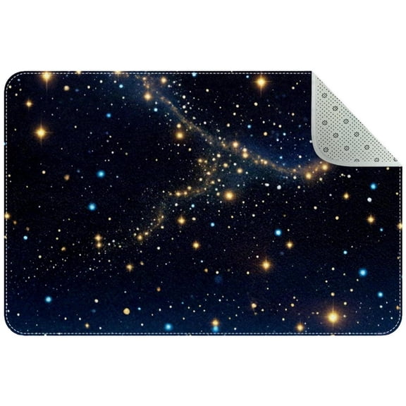 Glitter Night Galaxy Sky Constellation Entryway Rug, 2x3 Area Rug Indoor Door Mat Non-slip Washable Floor Carpet Rug for Bedroom Office Dining Room Bathroom