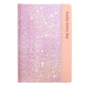 A5 Hardcover Glitter Notebook Journal - Bright Turquoise With Lined Pages & Elastic Band