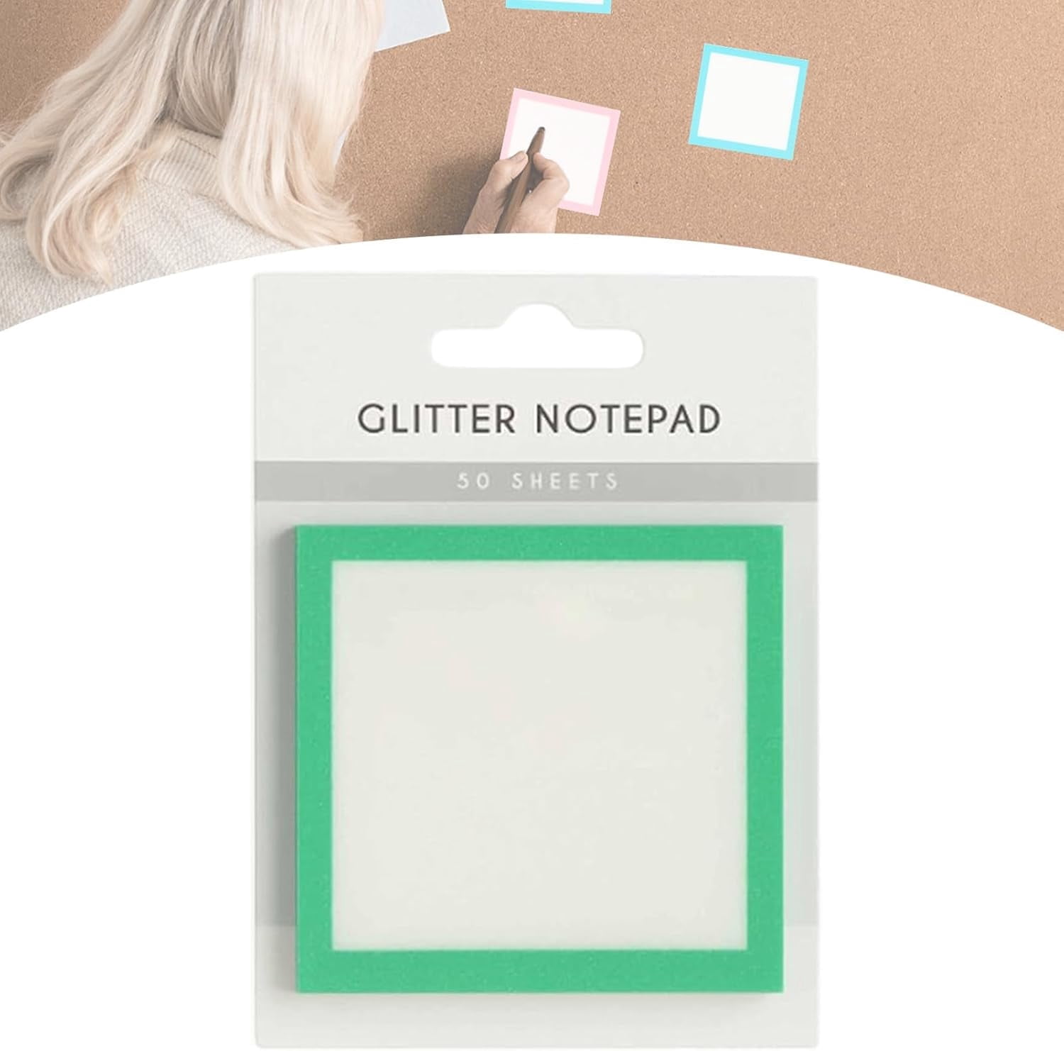 NLWF Glitter Translucent Sparkle Self-Adhesive Sticky Notes, Green
