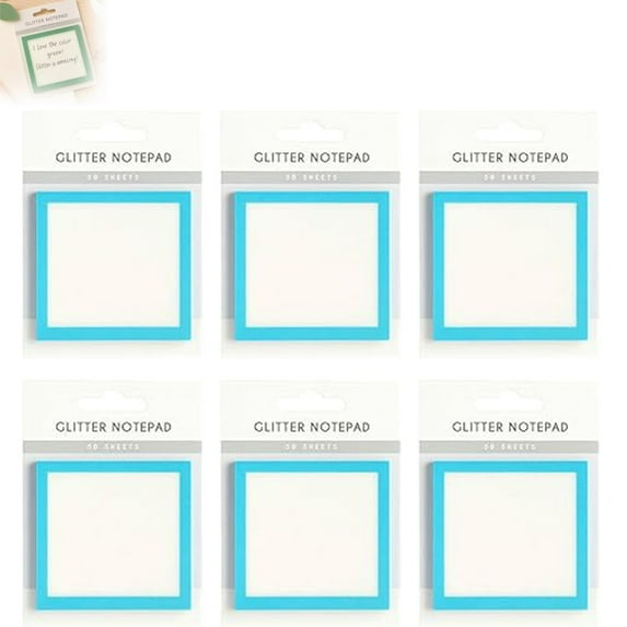 Glitter Notepad Sticky Notes, Sparkle Sticky Notes, Clear Translucent Sparkle Sticky Notes, Cute Self Adhesive Note Memo Pads, Small to Do List, Office Supplies (Blue,6Pack)