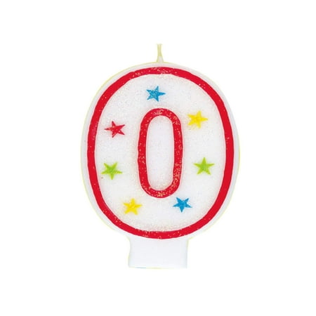 Glitter Number 0 Birthday Candle & Happy Birthday Cake Topper