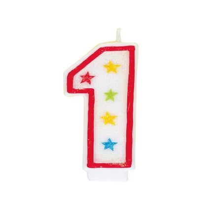 Glitter Number 1 Birthday Candle & Happy Birthday Cake Topper