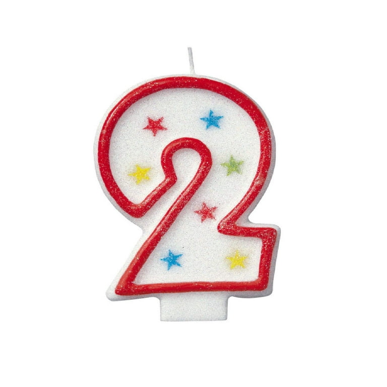 Glitter Number 2 Birthday Candle & Happy Birthday Cake Topper